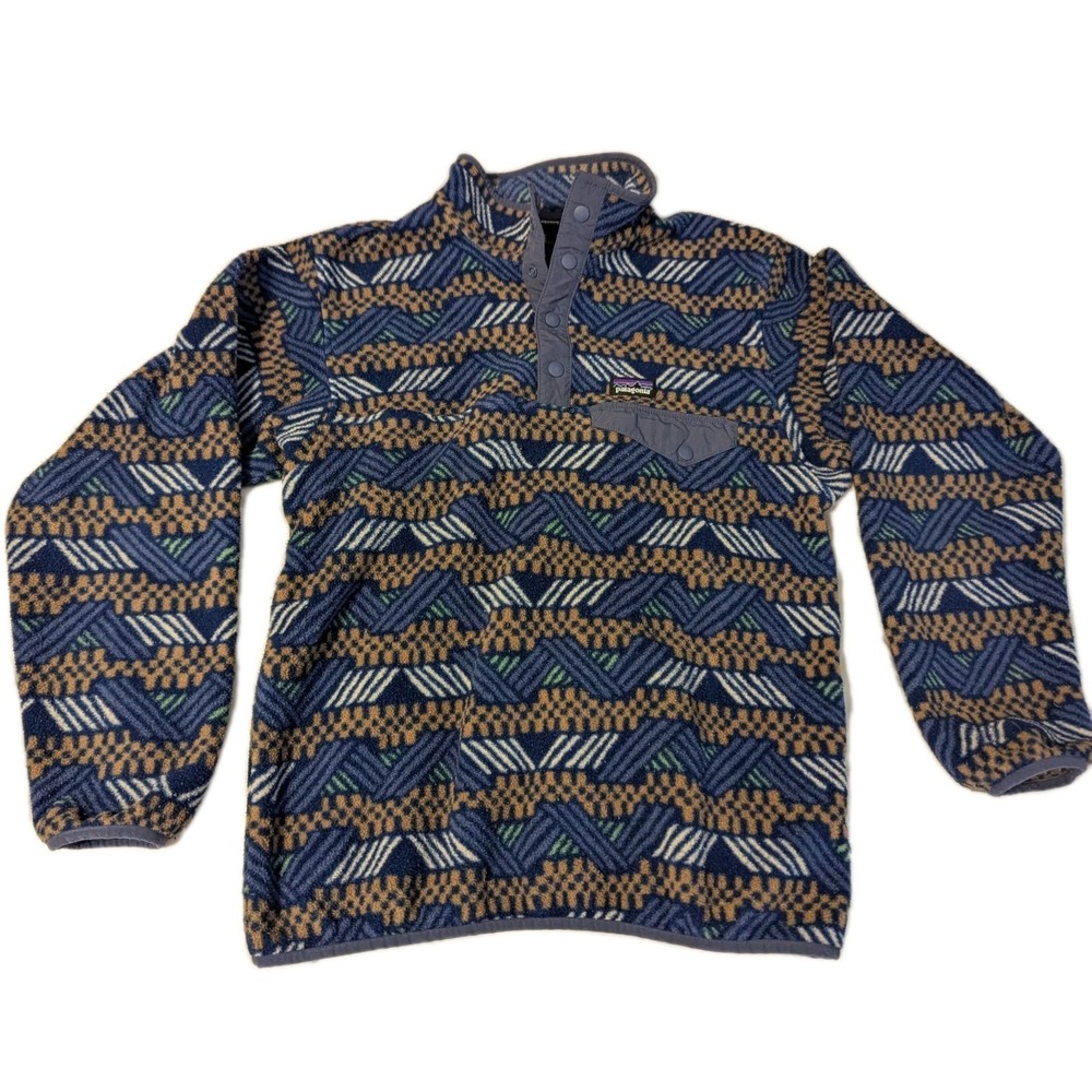Patagonia Kids Lightweight Synchilla Snap Fleece Pullover Cliffside Navy‎ XL 14